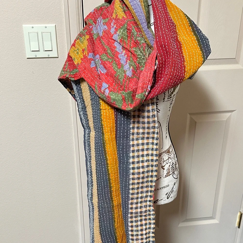 Colorful Reversible Kantha Scarf